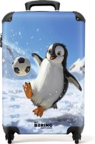 Bol.com NoBoringSuitcases.com® - Kinderkoffer - Kindertrolley - Pinguïn met voetbal in een sneeuwlandschap - Handbagage koffer l... aanbieding