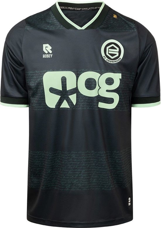 Foto: Robey fc groningen away shirt jr 24 25 wedstrijdshirt replica voetbal donkergroen