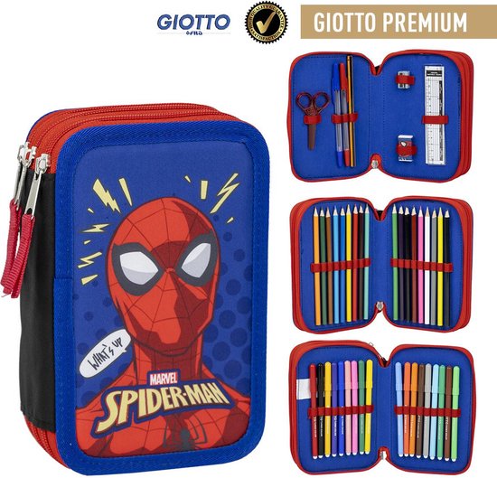 Spiderman Tekenen Knutselen Etui 3 Vakken Jongens Meisjes - 44 Stuks