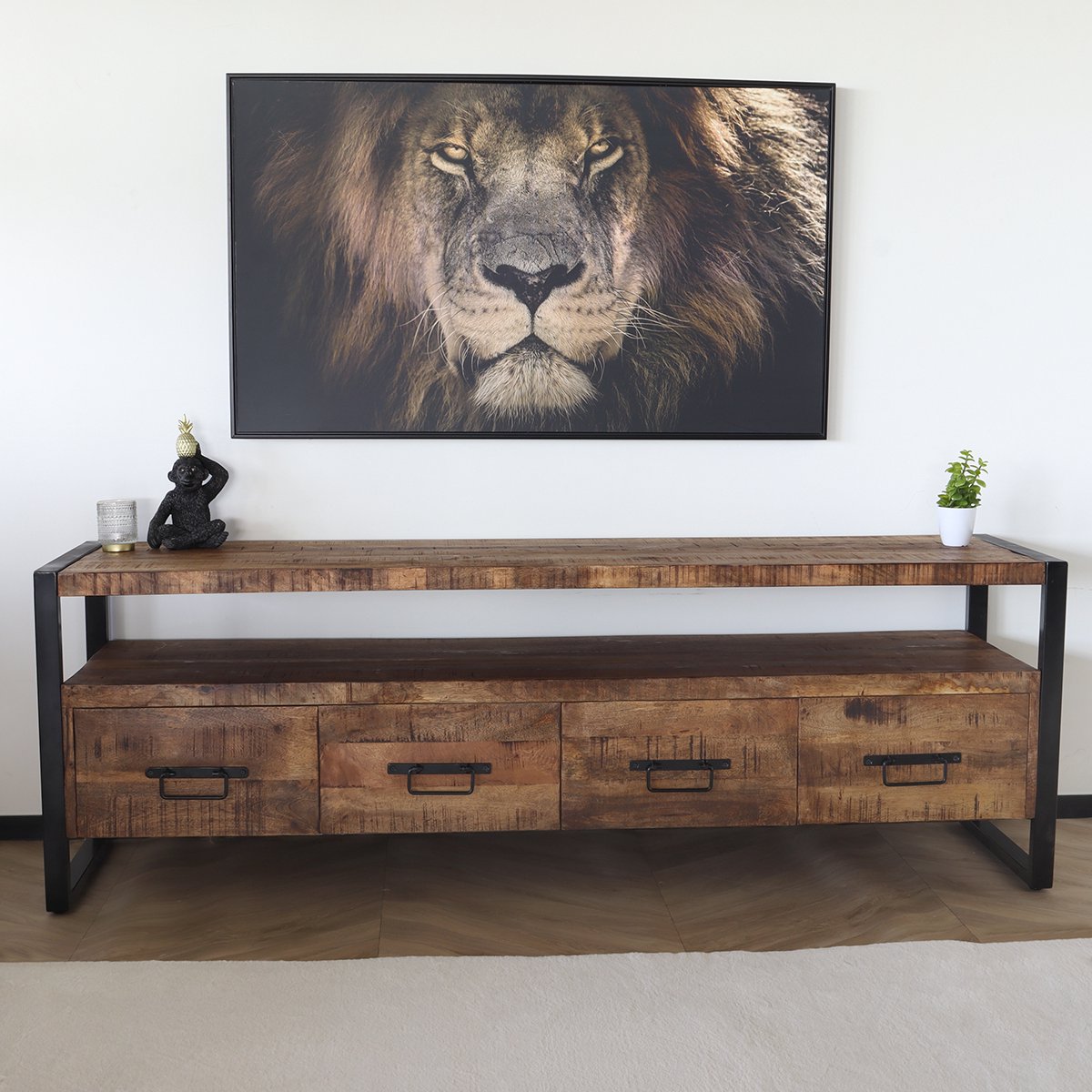 TV meubel industrieel mangohout Ilse 180cm tv kast ... - Bol