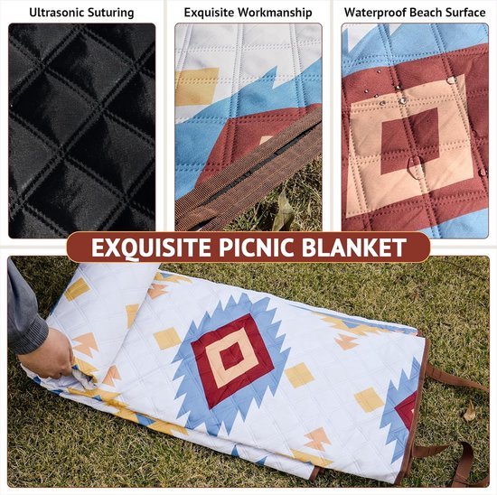 Orion Store - Couverture de plage Extra Groot - Couverture de pique-nique - Tissu de plage imperméable et résistant au sable - Tapis de plage portable pour camping, aire de jeux pour enfants