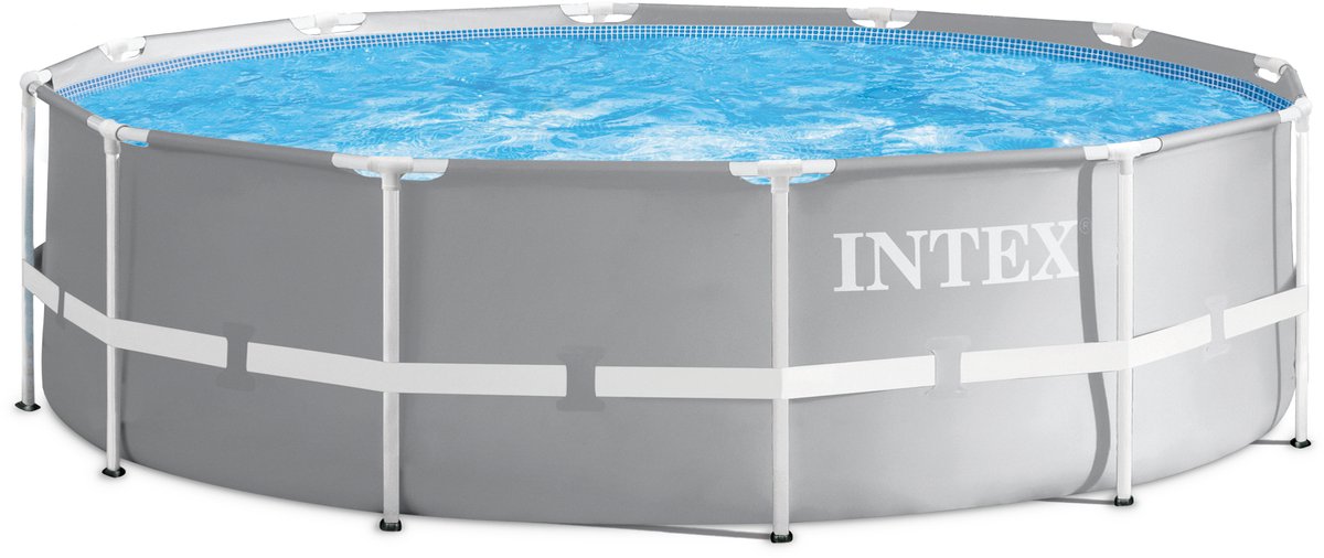 Intex Opzetzwembad - Prism Frame - Ø366 X 99 Cm - Grijs - Met filterpomp en ladder