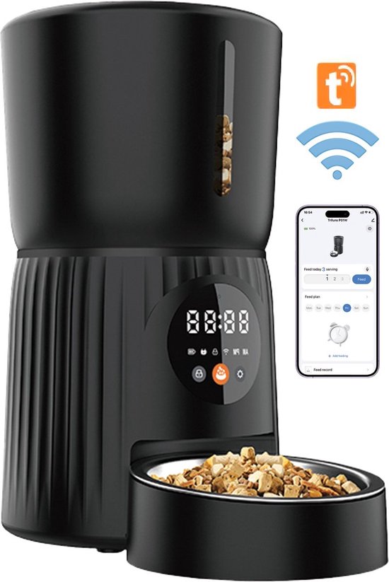 PetDog® Automatische Voerbak 4L Zwart voor Katten en Honden - PetDog® - €57,95