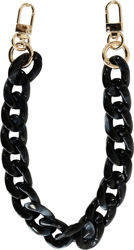 xoxo Wildhearts cordon téléphonique - Marbre Noir - Cordon court - Convient pour iPhone - Convient pour Samsung - Universel - Cordon téléphonique - Chaîne téléphonique - Cordon pour téléphone - Chaîne pendentif téléphone - Chaîne acrylique - Zwart