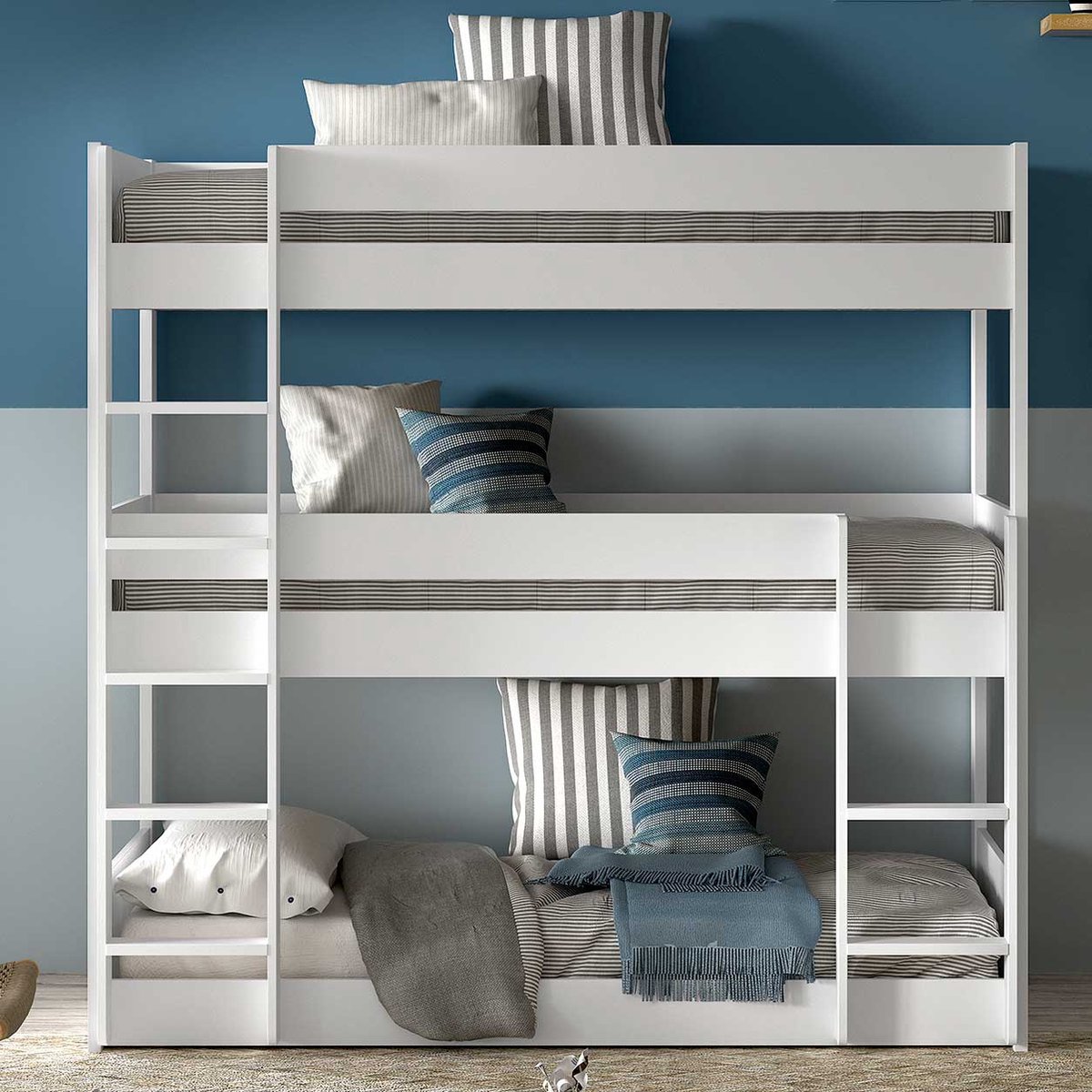 Vipack Stapelbed Voor 3 Personen Scott - 207x105x200 Cm - Wit - Vipack - Stapelbed - Wit - Hout; MDF Eenpersoons Stapelbed