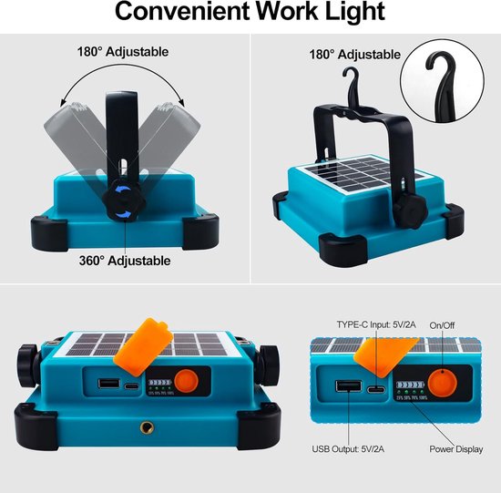 LAMPE DE CHANTIER 50W Projecteur de Chantier à LED Blanc froid rotatif