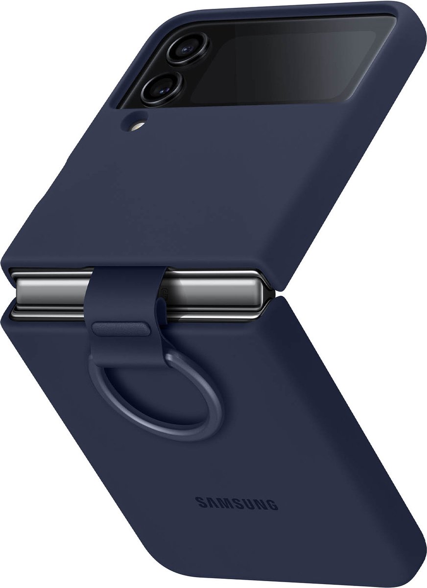 Samsung Siliconen Cover met Ring - Samsung Galaxy Z Flip4 - Navy