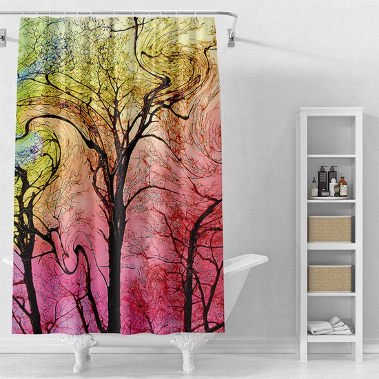 Teckel 3D douchegordijn, interessant badkamer douchegordijnen, schimmelbestendig, waterdichte badkamergordijnen, wasbare stoffen decor badgordijnen met 12 haken, 240 x 200 cm