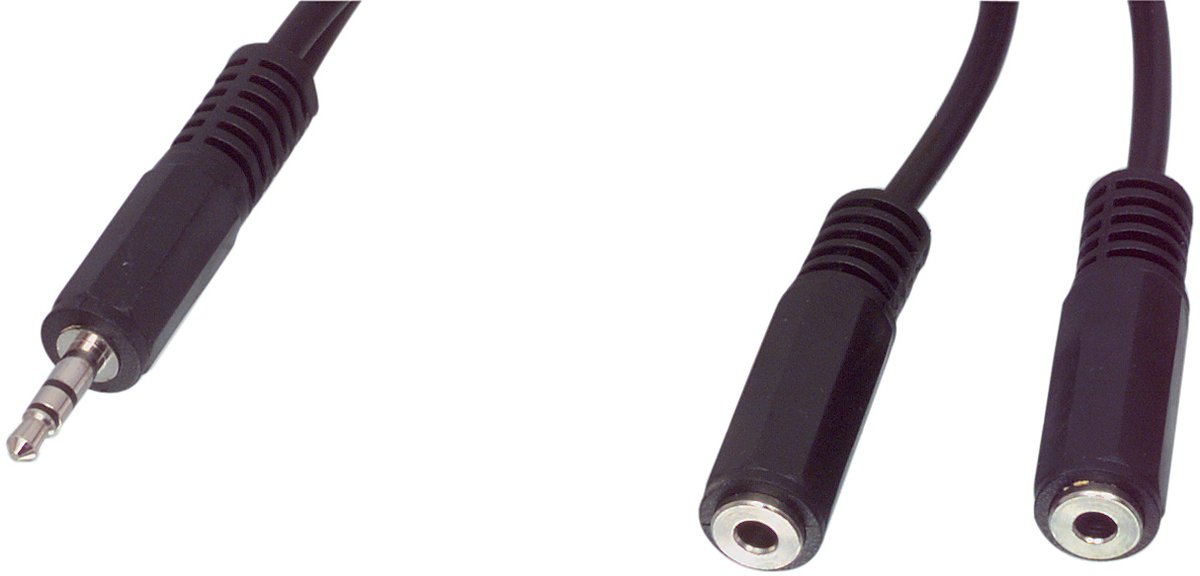 3.5mm stereo plug - 2x 3.5mm stereo sockets 0,20 m