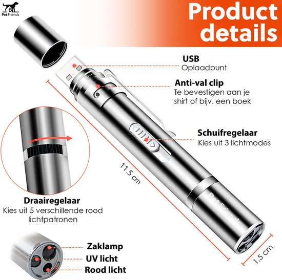 PetFriends USB Laserpen voor Katten – Oplaadbaar – Laser Kattenspeelgoed