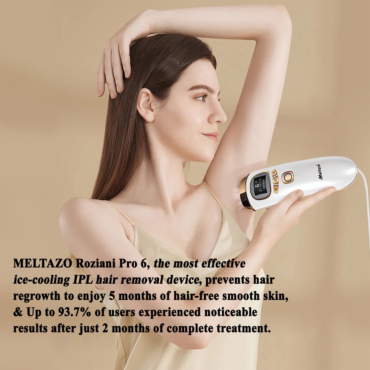 MELTAZO Roziani Pro 6 IPL Ontharingsapparaat, 3-in-1 Pijnloze Laser Ontharing voor Lichaam & Gezicht thumbnail 2