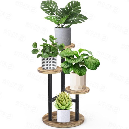 HEYOUTH Plantenstandaard voor binnen, wandplantenrek, voor keuken, eetkamer en badkamer (3 planken