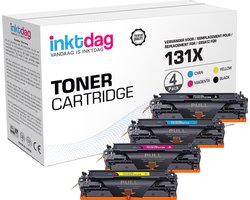Inktdag toner cartridge voor HP CF210X / hp cf210a, CF211A, CF212A, CF213A, HP 131a,HP 131X toner Multipack (4 stuks) Geschikt voor HP Laserjet Pro…