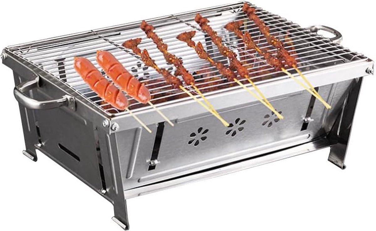 Opvouwbare houtskool grill roestvrij staal draagbare barbecue voor tuinfeesten camping en picknick grill buiten tafelgrill draagbaar houtskool