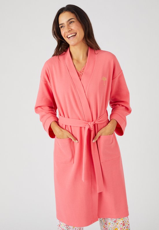 Damart Peignoir en jersey gaufre fibres recyclees Femme Rose 46 48 L