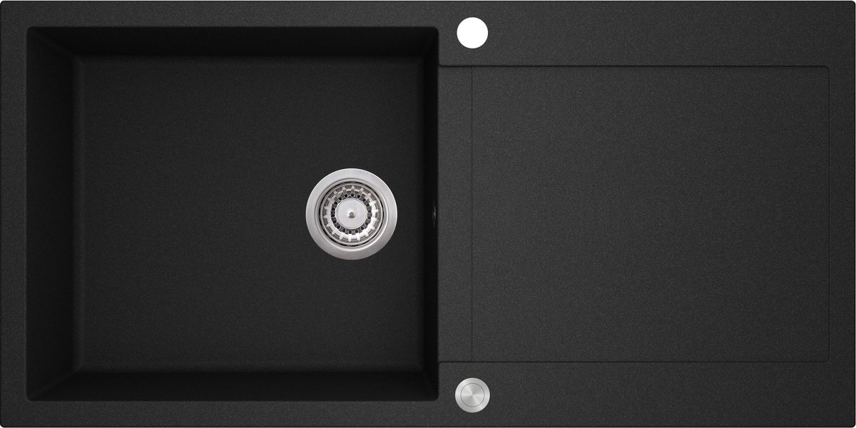 GURARI granieten spoelbak SQT 103 -601 AWP/4, (1 st), keuken gootsteen, inbouw granieten gootsteen zwart, incl. sifon, 1000 x 500 mm