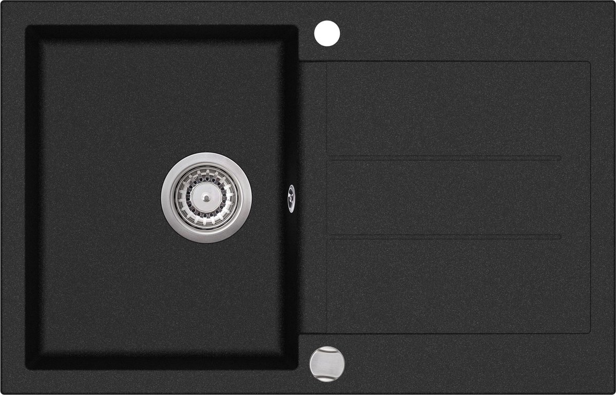 GURARI spoelbak SQT 101 -601 AW., (1 st), keuken gootsteen, inbouw granieten gootsteen zwart, incl. sifon,780x500