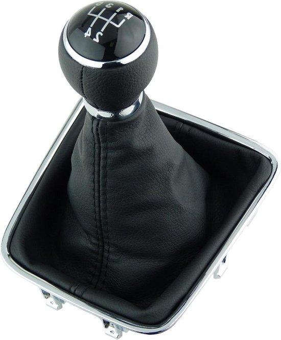 Schakelmanchet Schakelpook Versnellingshendel Knop Voor A4 B6 B7 2000-2008, 5/6 Snelheden Schakelzak Pookknopkop Kit Zwart Lederen Frame Kit