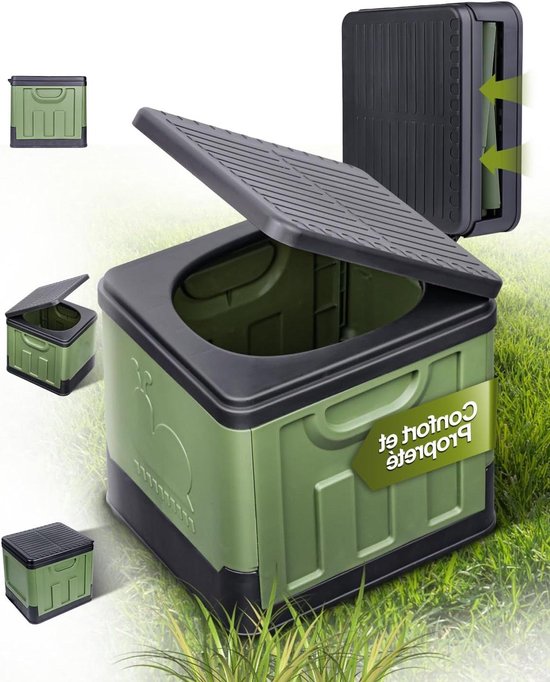 Montafox Toilette Portable Camping Max 150 kg Toilettes Mobiles WC Toilettes Pliables Sèches Séparées 12 Sachets Stables - Couleur:Gris/Noir