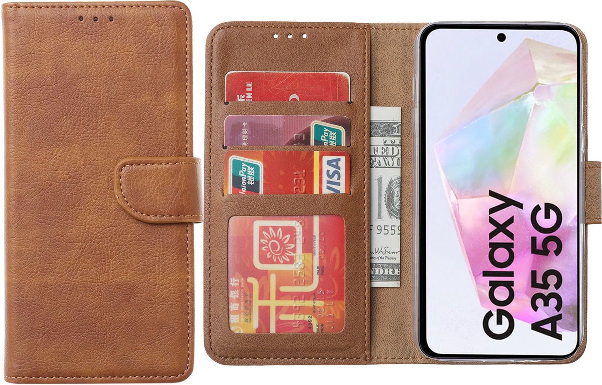 Hoesje geschikt voor Samsung Galaxy A35 5G hoesje - Arara bookcase- Bruin