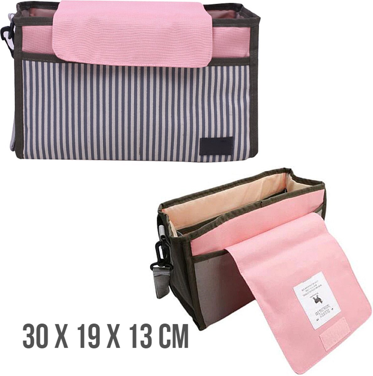 Allernieuwste.nl® Kinderwagen Tas Universele Wandelwagen Buggy Reistas - Luiertas Draagtas Reistas - Waterdicht - Rose — afbeelding 3