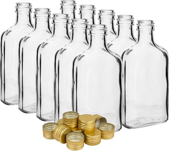 Puurmaken glazen flesjes 100ml met gouden dop - 50 stuks - 100 milliliter