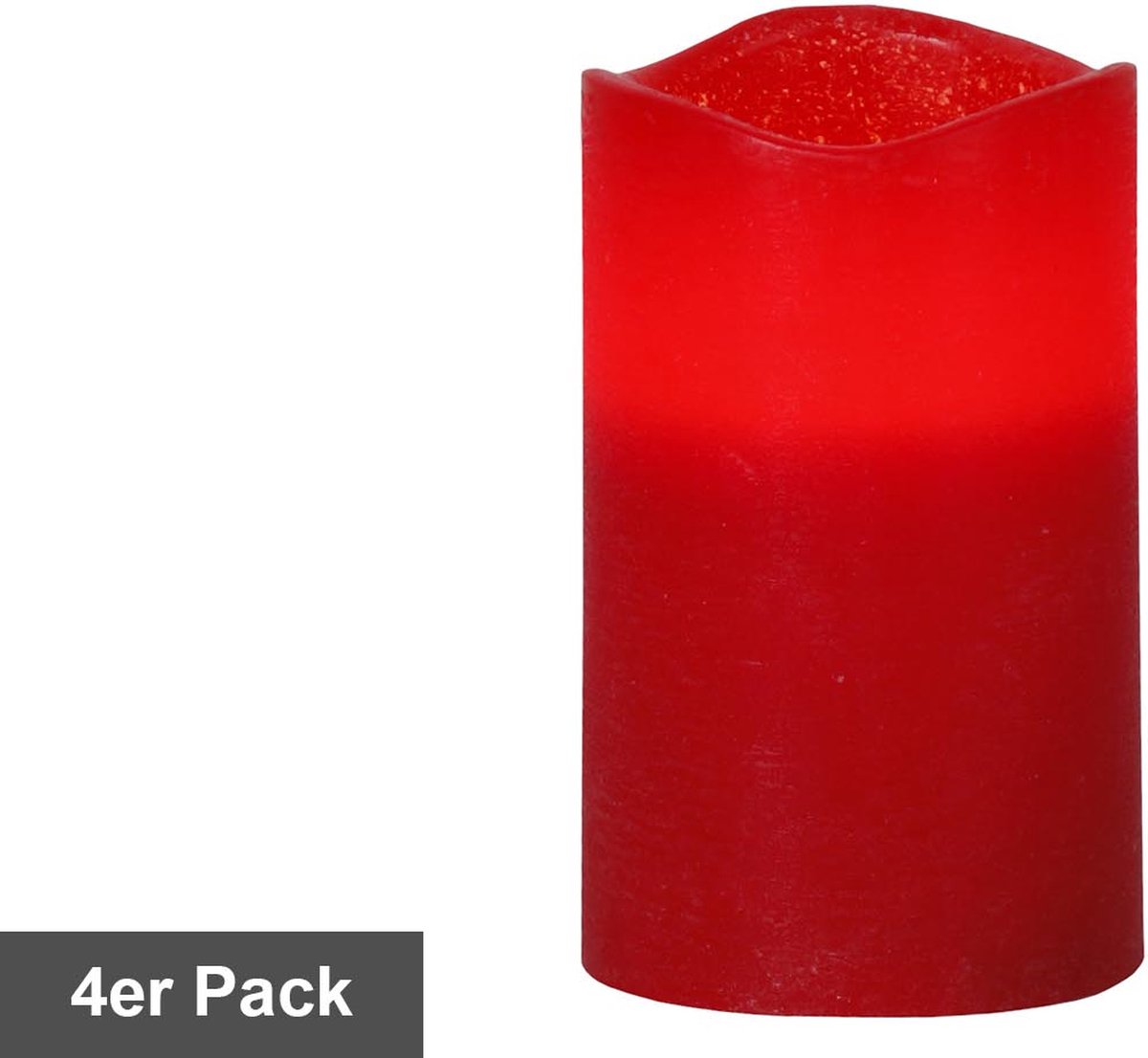 Star Trading kaarsenset mei, 4 stuks, pilaarkaarsen, was, rood, LED, timer, warm wit, 12,5 cm