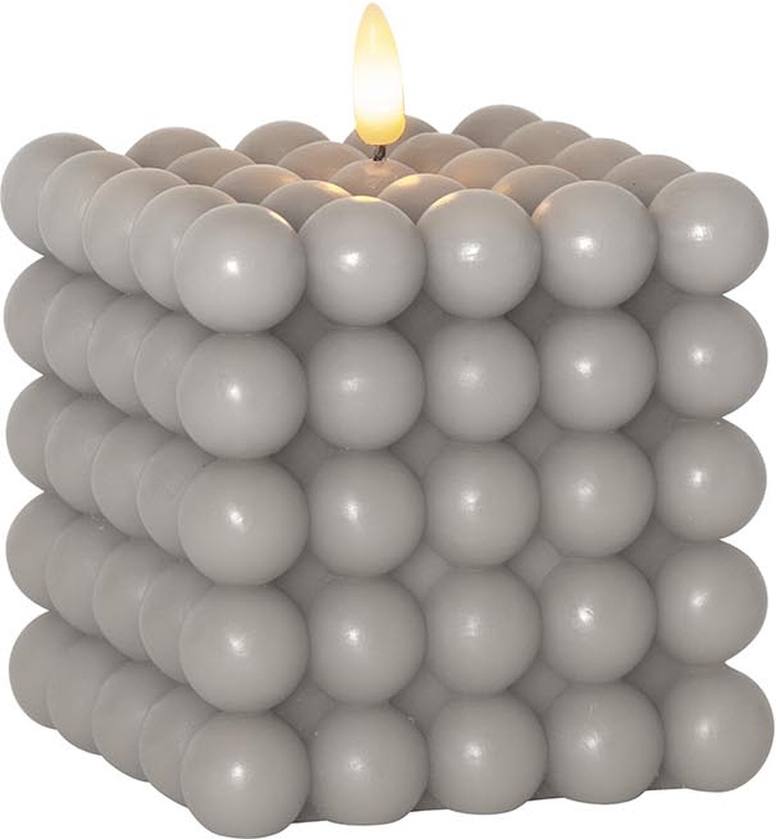 Star Trading Kaars Flame Dot, noppenkaars, grijs, LED, timer, warm wit, 12,5 cm lichtgrijs