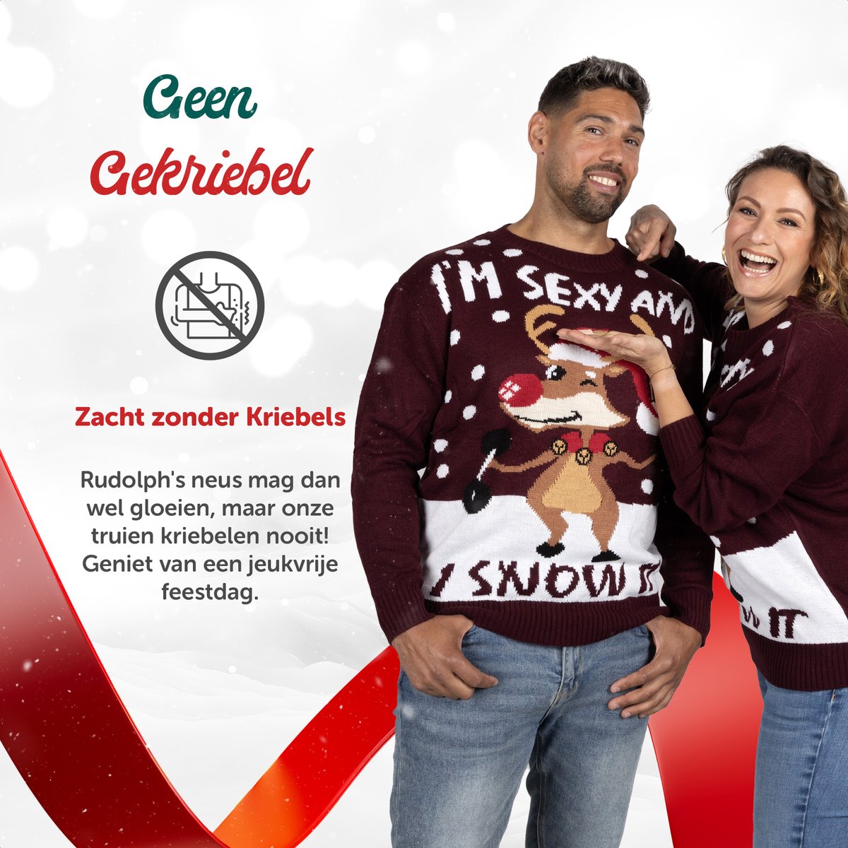 Foute Kersttrui Dames & Heren - Christmas Sweater "I'm Sexy & I Snow it" - Mannen & Vrouwen Maat L — afbeelding 4