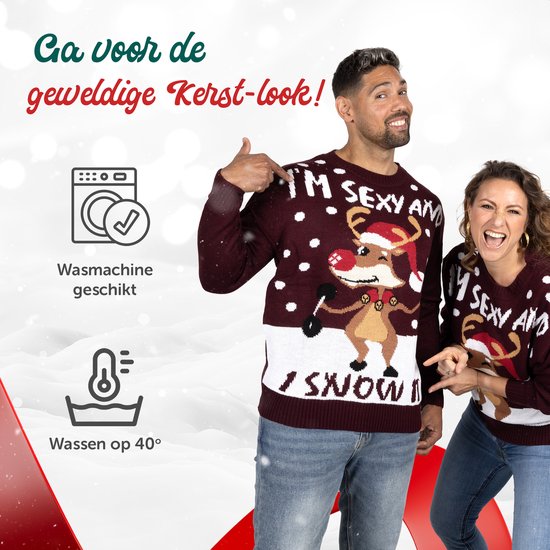 Wrong Christmas Sweater Femmes & Hommes - Pull de Noël « Je suis sexy et je le neige » - Hommes & Femmes Taille L - Cadeau de Noël