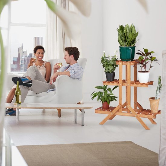 Relaxdays plantenrek van hout - plantentrap - bloemenrek - etagère - 5