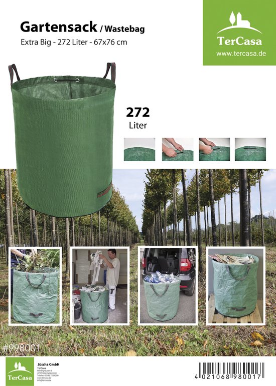 TerCasa tuinafvalzak - groen - PP - 272 liter - 67x76 cm - 4 stuks - JU-998004 van TerCasa — afbeelding 3