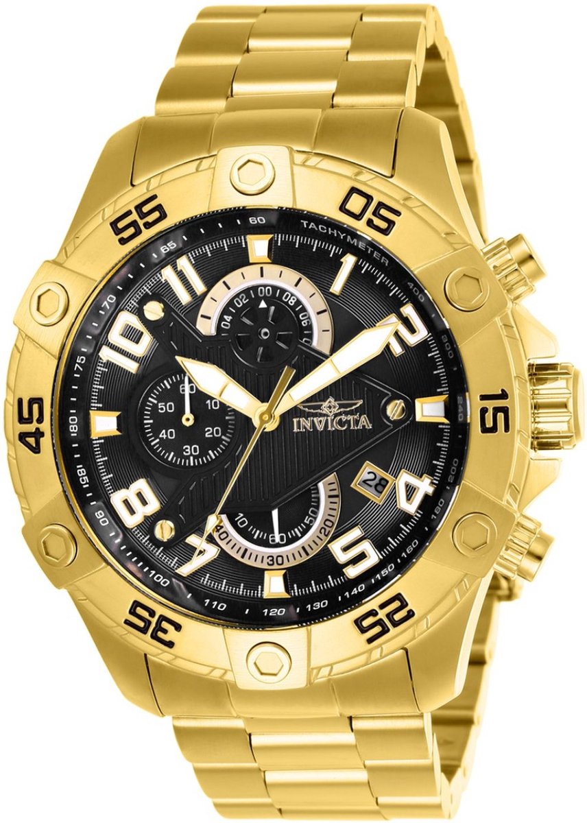 Invicta S1 Rally 26097 Heren Horloge - Waterdicht - Analoog - Quartz Uurwerk - Roestvrij Staal met zwarte Wijzerplaat - 48mm