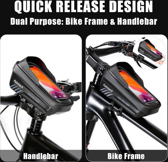 Sacoche De Cadre Vélo étanche - Pour Téléphone, Avec Fenêtre Tactile, Capacité 1.5L, Bandes Réfléchissantes - 2