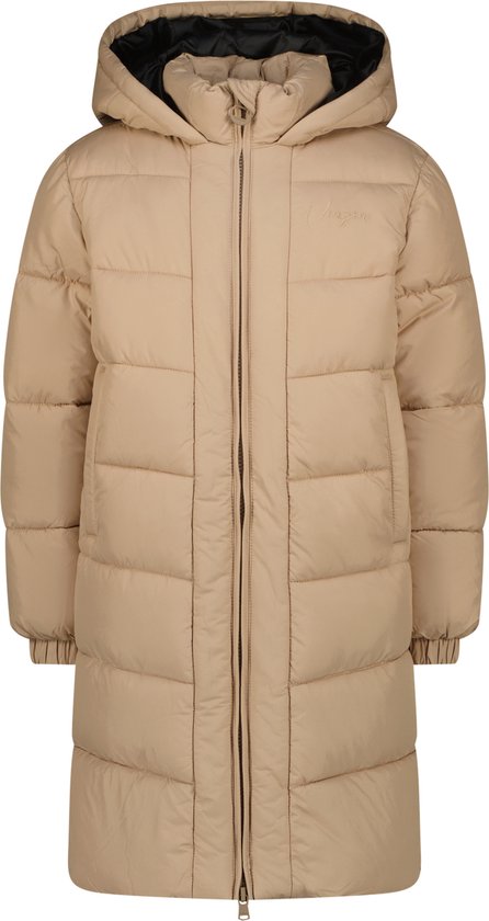 Vancavoo Winterjas voor meisjes, met capuchon, veren, gemiddelde lengte