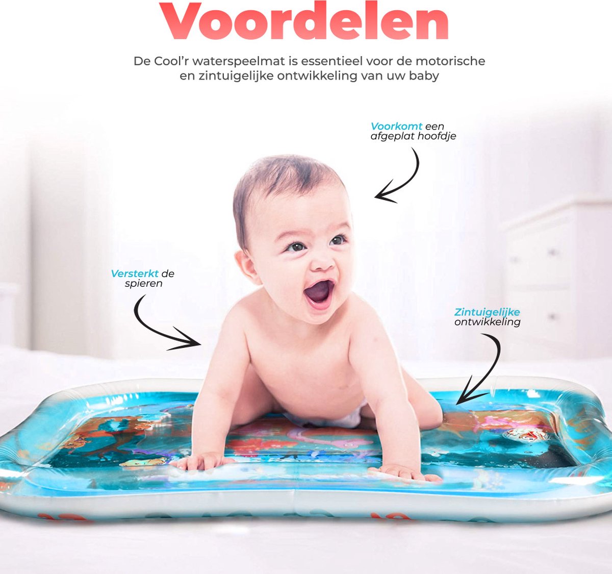 COOL'R® XXL Waterspeelmat - Groen - Met geluid - Speelmat - Opblaasbaar baby water speelmat - Speelkleed - Waterspeelgoed - Baby speelgoed 0 jaar - Kraamcadeau - Kinderspeelgoed - Tummy Time - Baby Gym — afbeelding 5