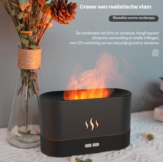 Diffuseur D’arômes USB 180ml Noir Avec LED - Humidificateur D’air Silencieux Et Portable