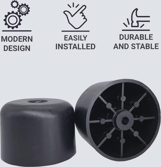 Pack van 50 stuks) Zwarte meubelpoten, hoogte 35 mm, rond 50 mm meubelpoten, materiaal kunststof, inclusief schroeven (50, hoogte 35 mm
