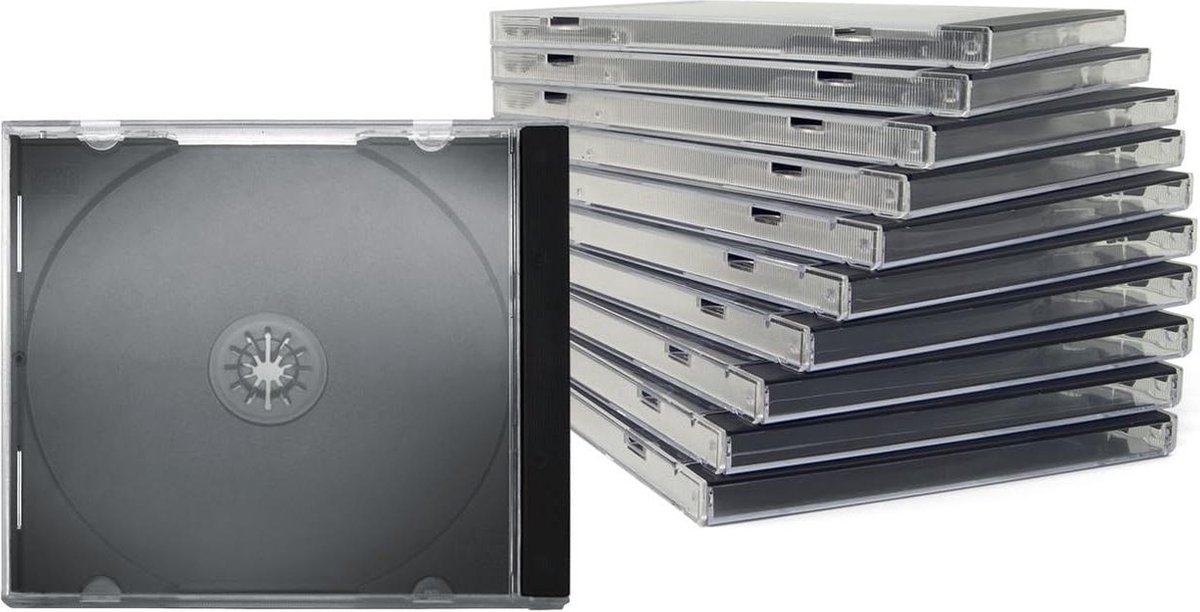 Lege CD Hoesjes Tray zwart 10mm - 50 stuks - transparant - voor CD/DVD