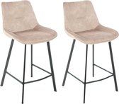 Bol.com Colenis® - Zera Barkruk - Barstoel - Set Van 2 - Beige - Adoré Velvet - Industrieel aanbieding