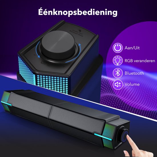 TNSLAND PC-luidspreker voor pc, hifi, stereogeluid, pc-soundbar, klein, computerluidspreker met USB-aansluiting, luidspreker voor laptop, pc, monitor, smartphone, tablet, spelconsole, zwart