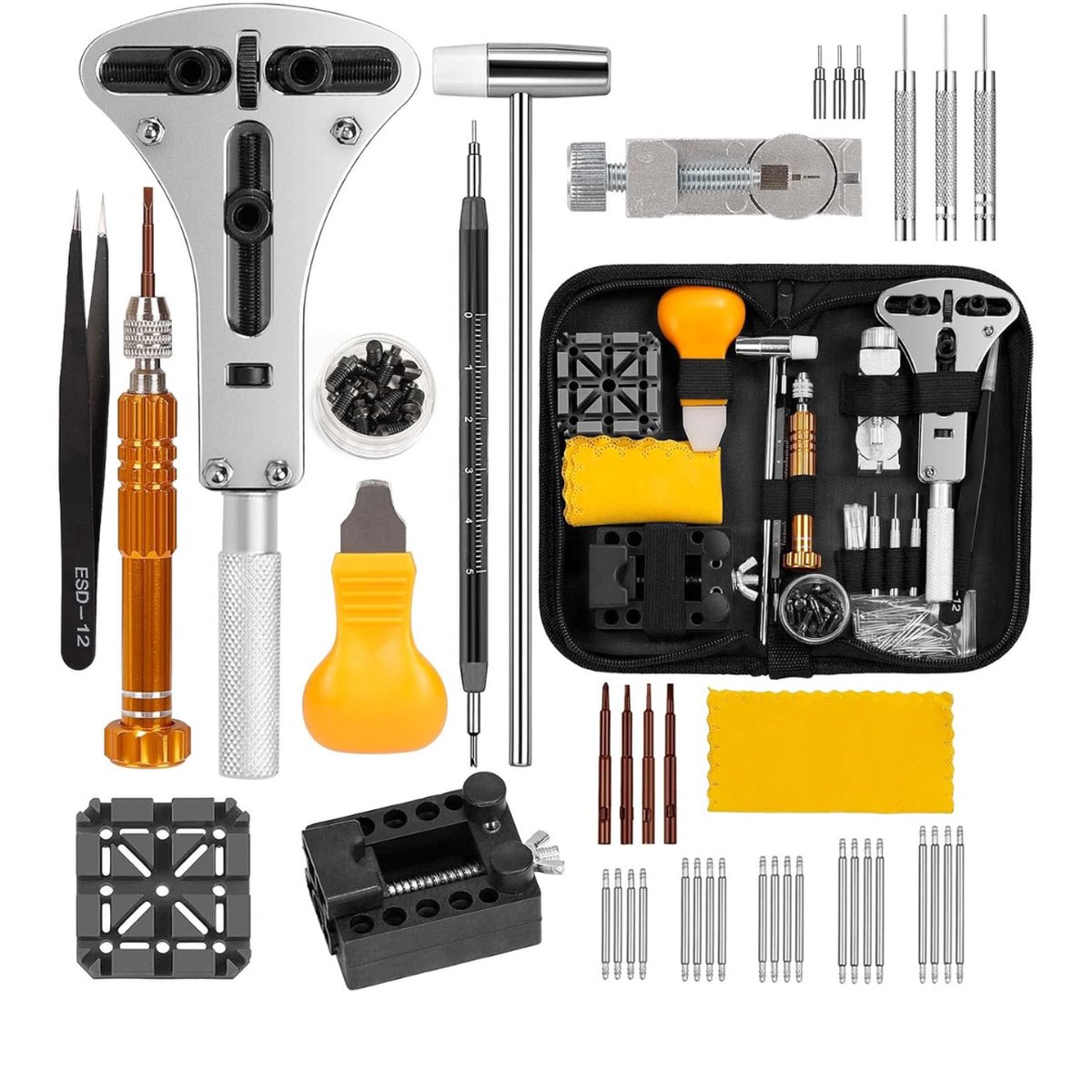 Horlogemaker Set - 142-delig - Reparatie - Klok Gereedschap - Waterdicht - Zilver