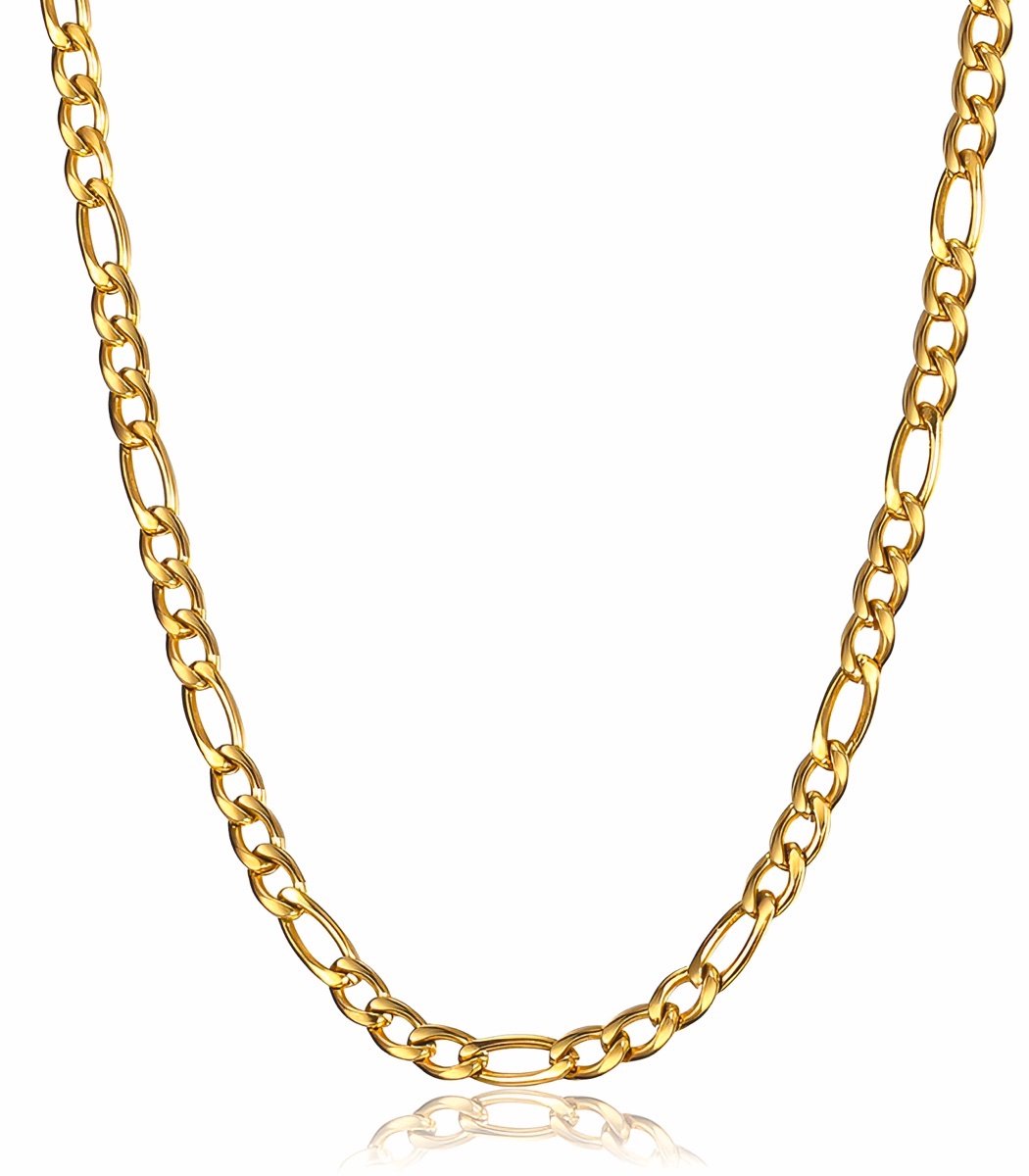 Collier Longueur Ajustable Chaîne Figaro Acier Inoxydable 316L - Homme/Femme, Or/argent/noir, Largeur 6mm, Longueur Au Choix Chaîne Collier Figaro Acier Inoxydable 316L