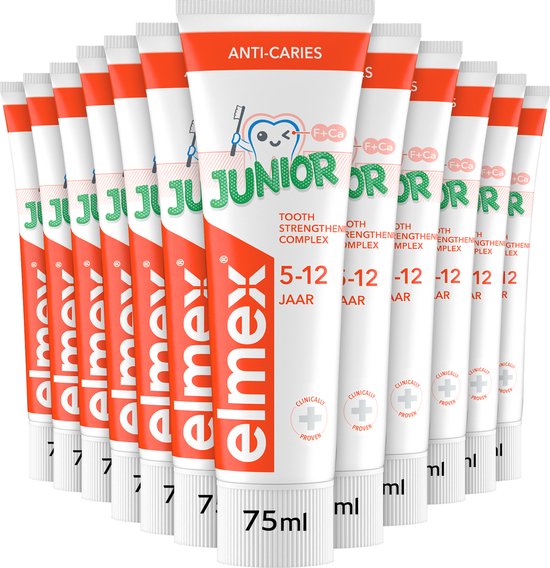 Foto: Elmex junior 5 12 jaar kindertandpasta 6 x 75ml voor kinderen 5 12 jaar voordeelverpakking