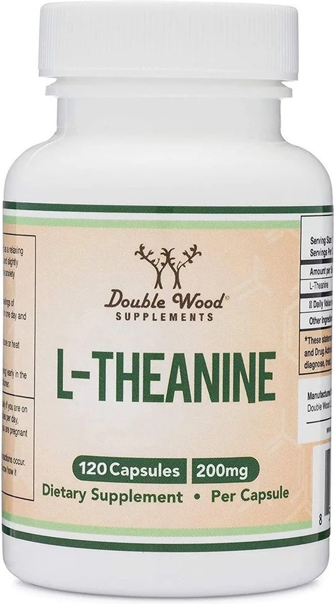 Goedkoopste Double Wood L-Theanine | 120 capsules | 200 mg per capsule | aminozuur supplement | XL-verpakking