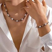 Helin life Collier classique homme - Ensemble colliers & bracelets - Chaîne à maillons & chaîne homme - Cadeau pour Homme - Bohême - Perles en bois - 45 + 7cm - Cadeaux Homme