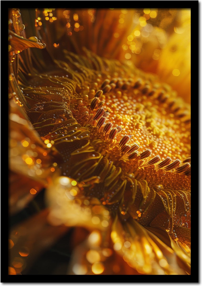 Plakkers Poster close up van een honingkleurige bloem - 21cm x 30cm a4 - Slaapkamer - Woonkamer - Keuken - vintage - woonkamer - slaapkamer - bloemen posters - goedkoop - muurposter - natuur - wanddecoratie Full-colour