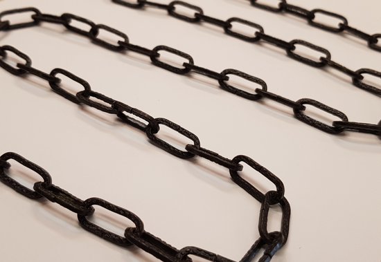 Chaîne décorative martelée 2,0 mm acier laqué noir rouleau au mètre - Chaîne décorative - Maillon 20,8 x 9,2 mm