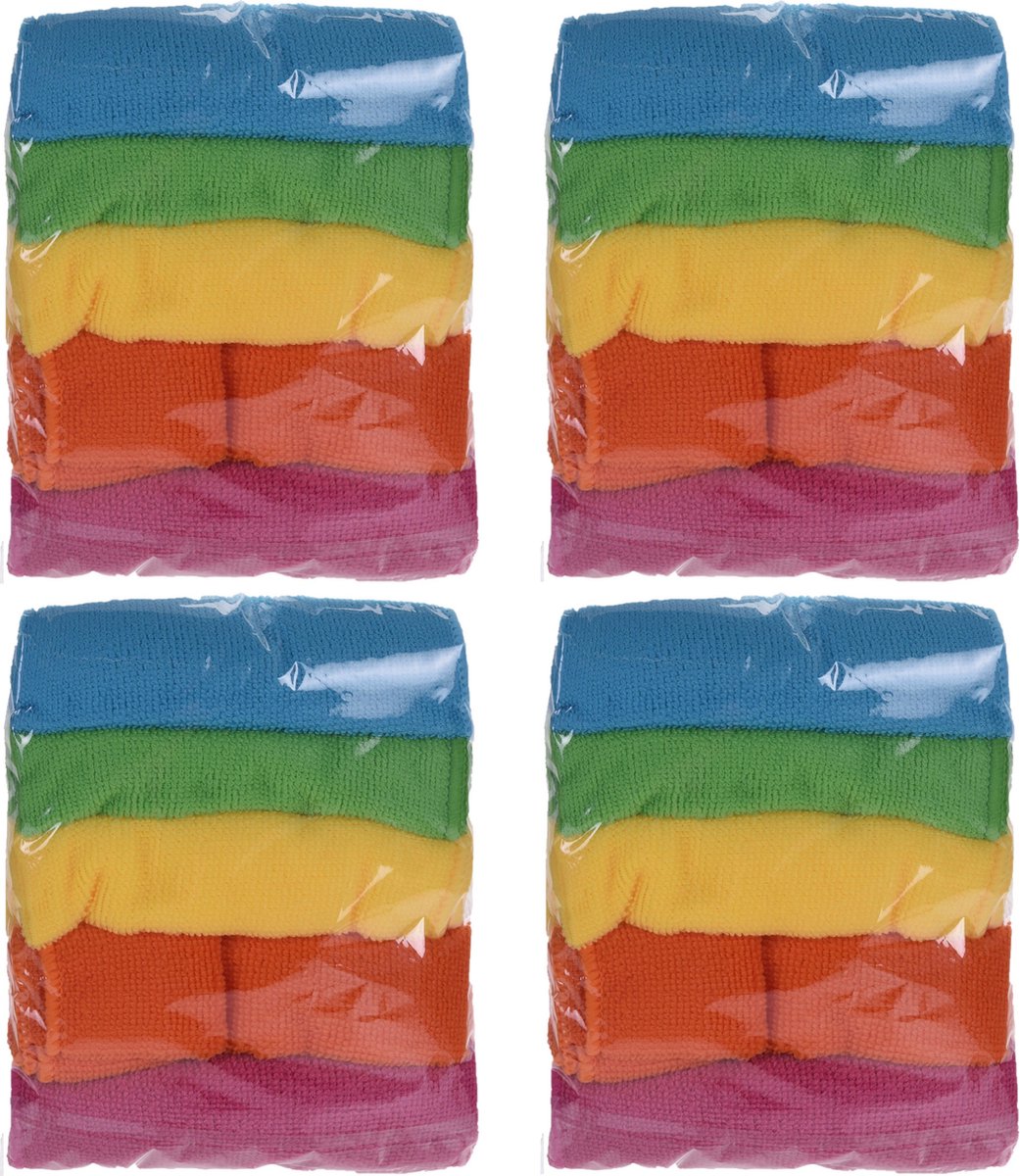 Goedkoopste 20x Microvezel schoonmaakdoekjes/dweiltjes 30 cm - Schoonmaken - Huishouddoekjes/schoonmaakdoekjes/vaatdoekjes