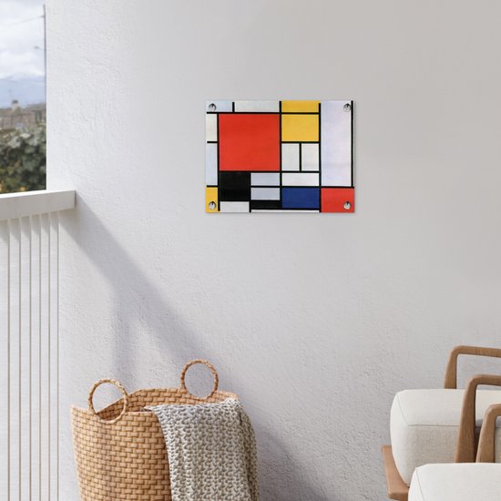 Décoration de Jardin Art - Mondrian - Maîtres anciens - 40x30 cm - Toile jardin - Affiche extérieure